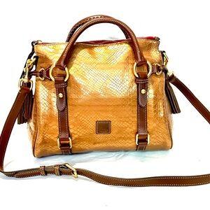 SOLD Dooney & Bourke Gold Snake Embossed Satchel